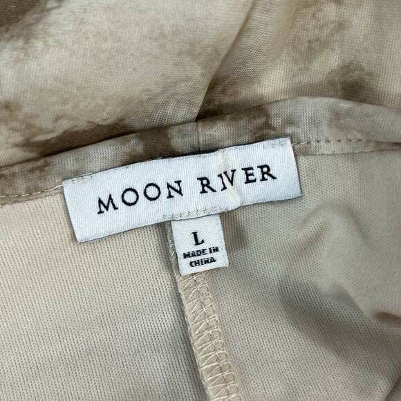 Moon River Skirt size Large Ivory Brown Mesh Sheer Midi Flared Stretch Modest - Picture 10 of 10